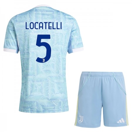 Virallinen pelipaita Juventus Locatelli 5 Vieras 2025-26 Lyhythihainen - Lasten ( + Lyhyet housut )